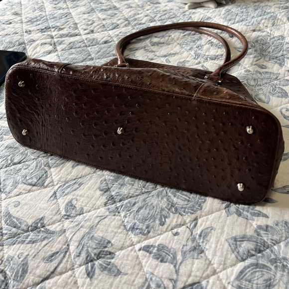 Cleo & Patek Paris Rich Brown Genuine Ostrich Embossed Leather Purse - Picture 7 of 10